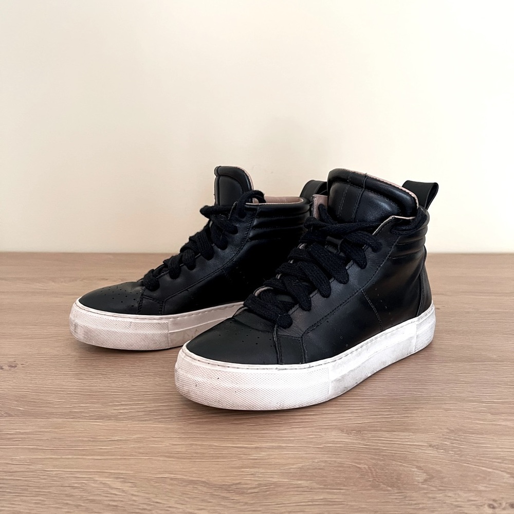Helmut Lang Leather High Top Sneakers